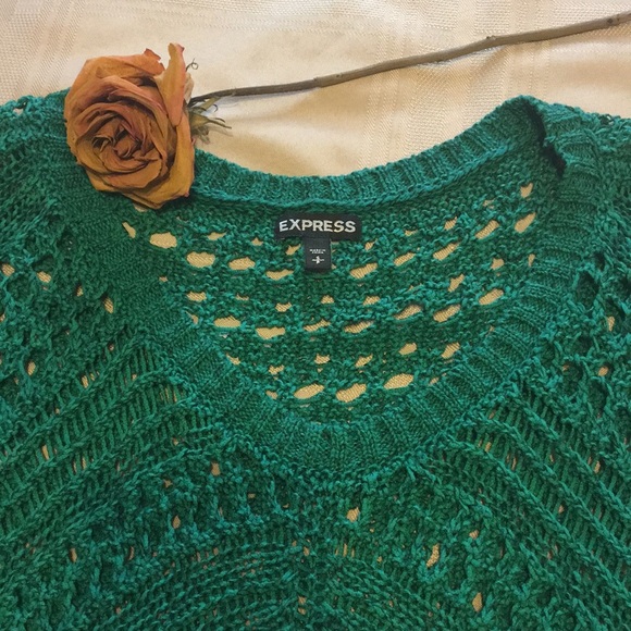 EXPRESS short sleeve emerald green sweater - Picture 3 of 4